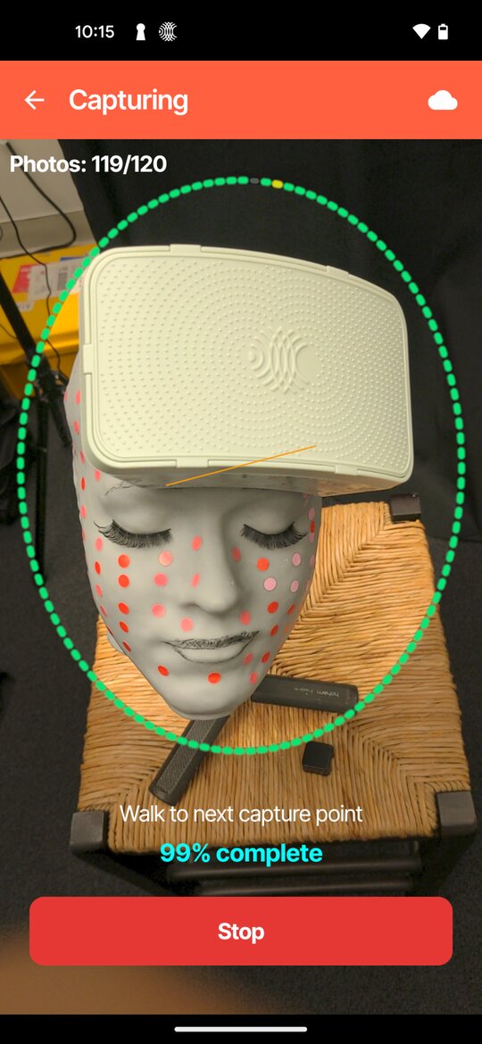 Figure 3: Front view, captured straight on with the subject's face and the front of the transducer filling the on-screen oval.