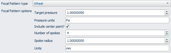 Figure 11: Focal Pattern Editor showing adjustable geometric and spacing parameters.