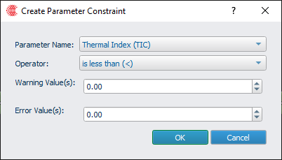 Figure 17: A popup window is displayed when creating a parameter constraint.