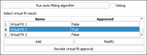 Figure 22: Sample virtual fit options.
