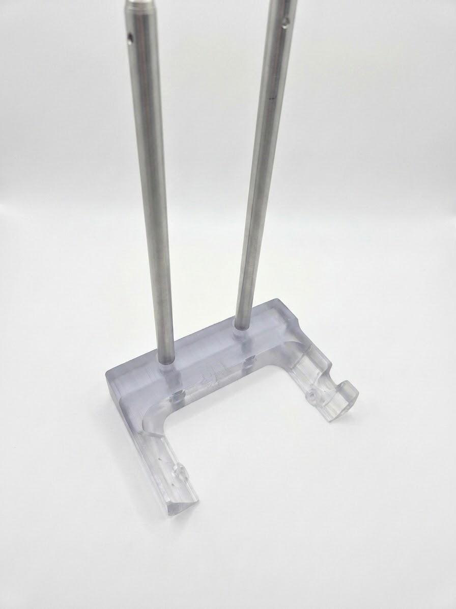 The water tank holder fixture with dual-rod mount interface.